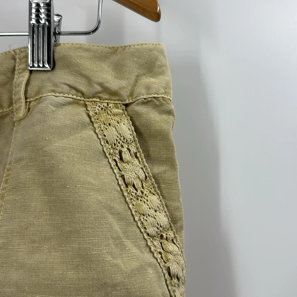 Coldwater Creek Linen blend summer shorts lace trim relaxed fit boho neutral